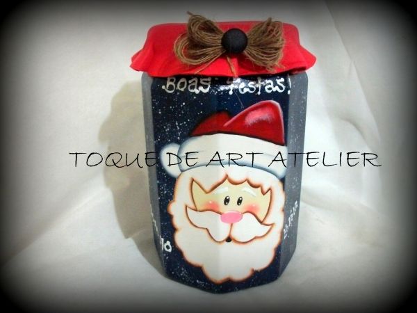 Pote em plástico rosto papai Noel