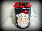 Pote em plástico rosto papai Noel